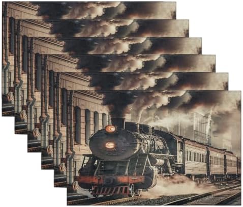 Placemats Set of 6 Washable Linen Place Mats Cloth Table Mats 12x18 Inch