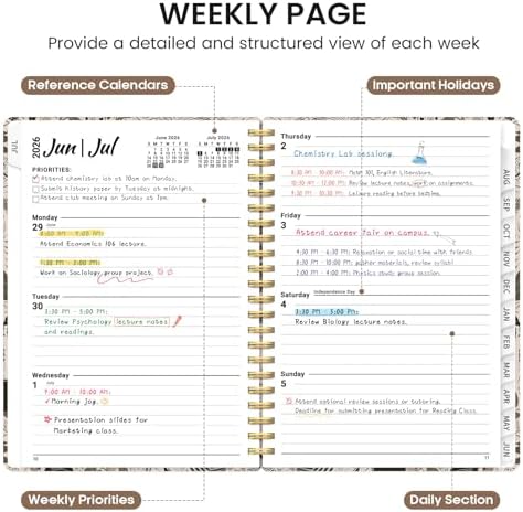 Planner 2026-2027, Jul 2026-Jun 2027 Academic Monthly & Weekly Planner | 6.3" x 8.5" Hardcover Pretty Calendar Planner for Women, Spiral Organizer for School Office Home Supplies, Magical Forest