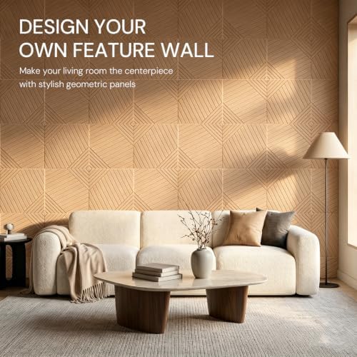 6Pack Acoustic Wall Panels, Wood Peel and Stick Wall Panels, Sound Proof Foam Panels for Walls Decor, Accent Soundproof Wall Panels for Bedroom Living Room Office Wall, 23.62 X 23.62 Inches Faux Wood