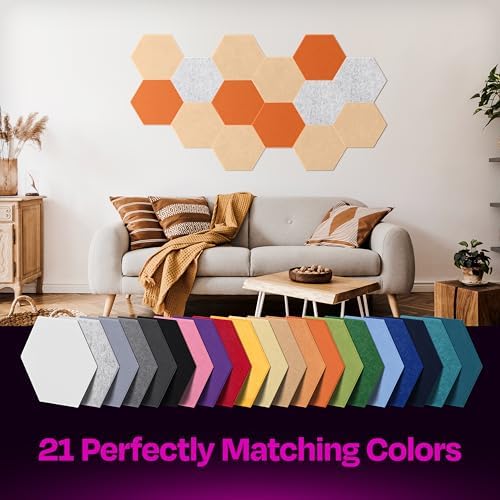 Acoustic Panels 12-Pack Soundproof Wall Panels 12"X10.4"X0.4" Sound Panels High Density Sound Dampening Panels - [Soft Camel Hexagon]