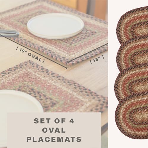 Homespice Gingerbread Jute Braided Placemats, Oval 13x19 Set of 4