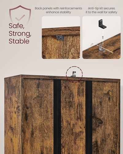 VASAGLE 6-Tier Bookshelf with Doors, 23.6 x 9.4 x 68.9 Inches