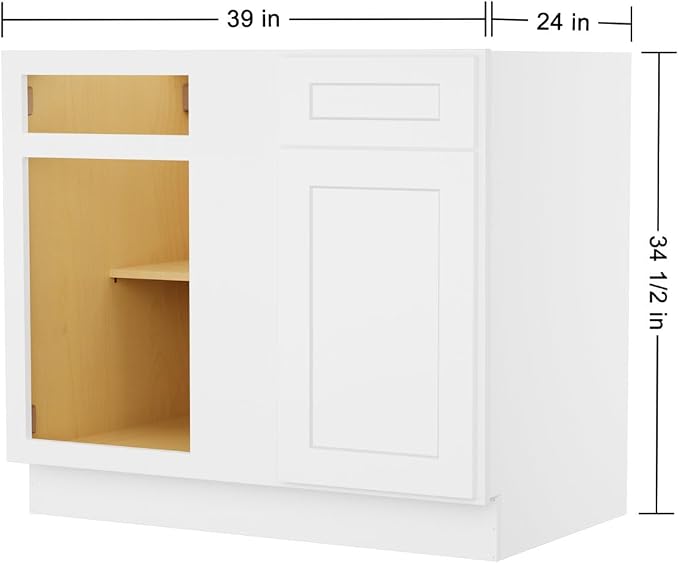 Furinno Shaker Blind Bases Kitchen Cabinet, Ready to Assemble, 24 D x 39 W x 34.5 H, White