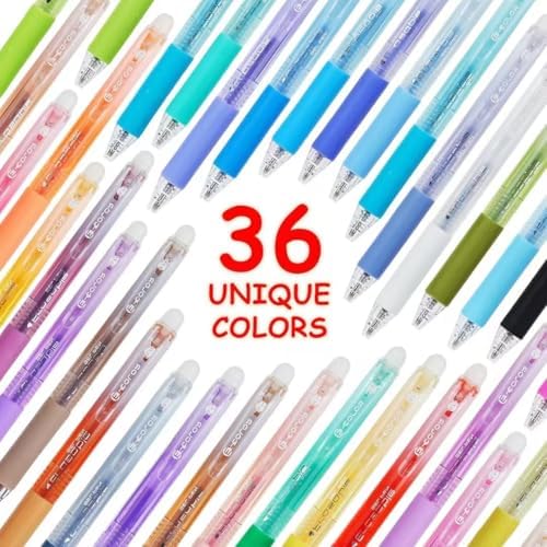 36 Colors Retractable Erasable Gel Pens Clicker,Fine Point 0.7mm Smooth Writing Pens,Cute Pens For Writing Journaling Taking Notes School Office Home.