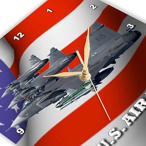 3dRose Wall Clock Silent - 10 inch - United States Air Force - Jr Patriotic
