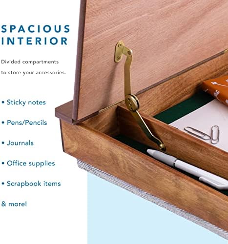 LAPGEAR Schoolhouse Lap Desk - Natural Acacia Wood, Built-in Storage