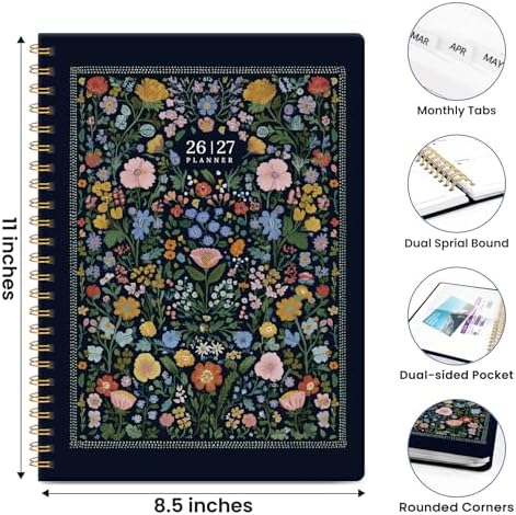 Large Planner 2026-2027, A4 (8.5" x 11") Hardcover Weekly & Monthly Planner July 2026 - June 2027 with Monthly Tabs, Academic Planner for School, Work and Office, Garden of Whimsy