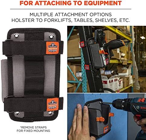 Ergodyne Squids 5543 Barcode Scanner Holder Equipment Mount for Gun Grip Mobile Computers, Handheld Bar Code Scanners, Fastener Straps to Attach to Forklift Gray Large