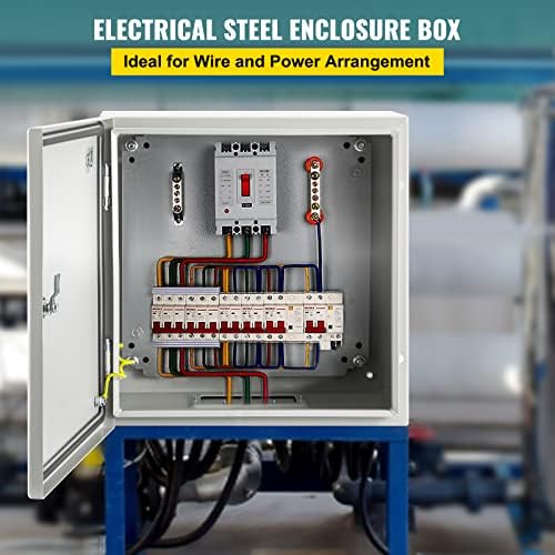 VEVOR NEMA Steel Enclosure, 20 x 20 x 6'' NEMA 4X Steel Electrical Box, IP66 Waterproof & Dustproof, Outdoor/Indoor Electrical Junction Box, with Mounting Plate