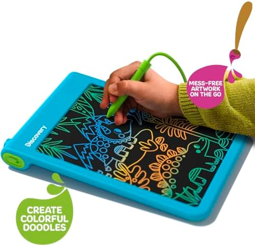 Discovery™ Bright Doodles LCD Art Tablet - Mess-Free Colorful Drawing Pad & Tethered Stylus| Widescreen Display| LCD Writing Tablet for Kids| Arts & Crafts Toy| Toddler Learning Toy| Doodle Board Gift