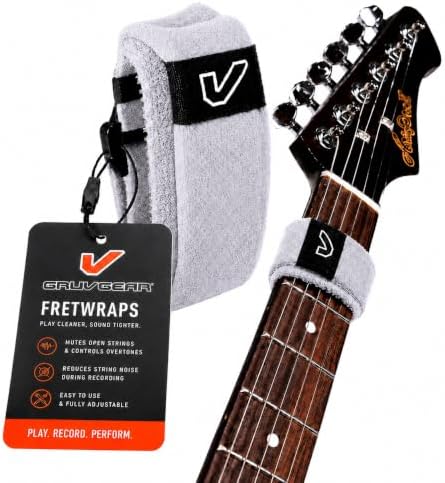 Gruv Gear Fret Wrap & Guitar Mute, Fretwrap for Acoustic, Electric & Bass | String Dampener Recording, Tapping & Practice Accessory (1 Pack, Large Off-White, Fits 6 String Bass, 8 String Guitar)