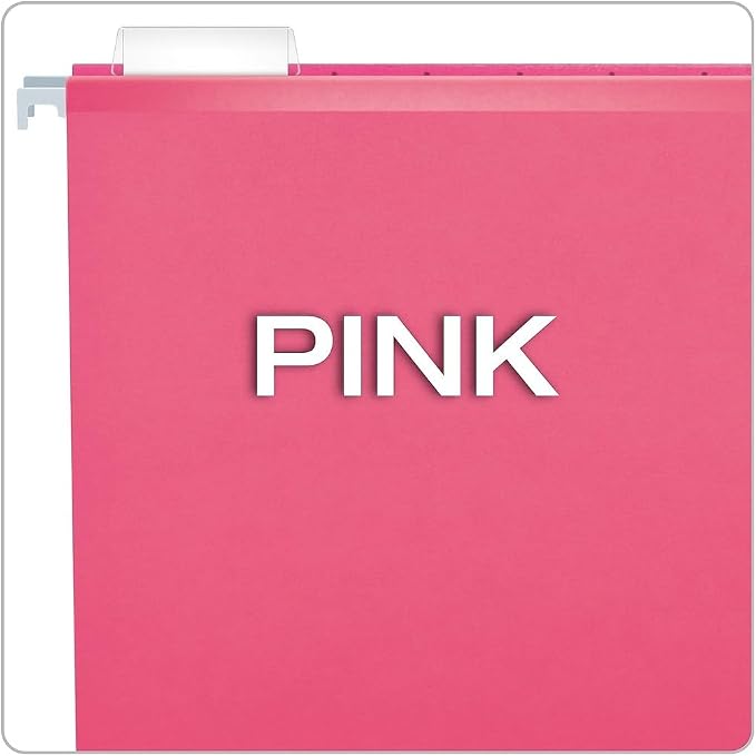 Pendaflex 04153 1/5 PIN Reinforced Hanging Folders, Legal Size, Pink, 1/5 Cut, 25/BX (4153)