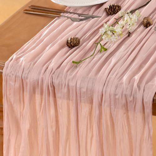 Pink Cheesecloth Table Runner Fall Boho Wedding Birthday Home Decor