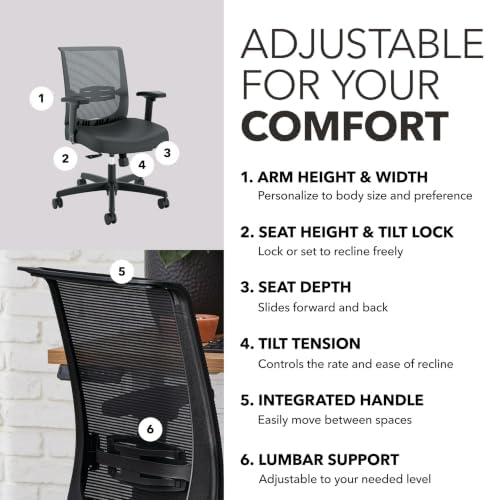 HON Convergence Ergonomic Office Chair, Office Desk Computer Chair, Black