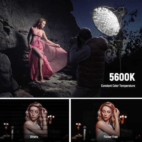 NEEWER FS230 230W COB Video Light 2.4G/APP Control, 110000lux/1m 5600K Daylight Bowens Mount Photography Continuous Output Lighting for Video Recording, Silent Fan, 9 Scenes 4 Dimming Types CRI97+