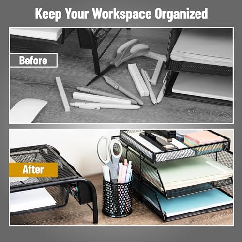 Mind Reader Metal Pen Cups, Mesh Pencil Holders, Desktop Organizer Set, Metal, Set of 3, Black
