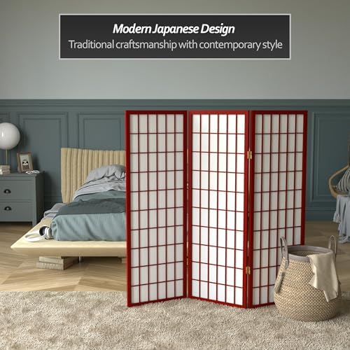 4 ft. Short Window Pane Shoji Screen - Rosewood - 3 Panels