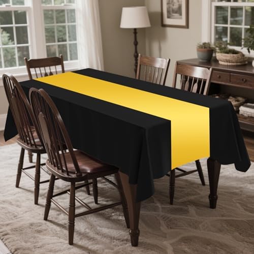 CXPSINC 54 Inch X 100 Feet Plastic Table Cover Roll Disposable Tablecloth with Slide Cutter for All Type/Shape Tables | Party, Banquet, Birthdays, Weddings(Black & Glod, 100 Feet)