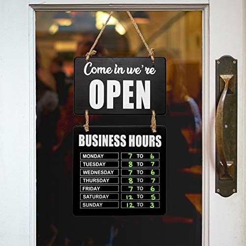 Excello Global Products Business Hours Hanging Chalkboard Black Welcome Chalk Boards for Restaurant Door Sign (Double Sided Open/Closed) Hangable & Decorative (Black)