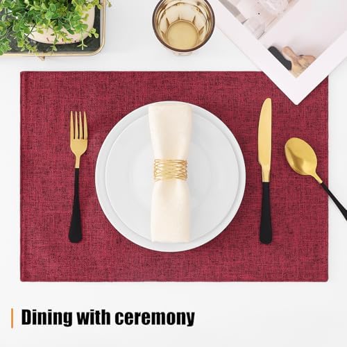 Homaxy Cloths Placemats for Dining Table Set of 6, 13" x 19", Red