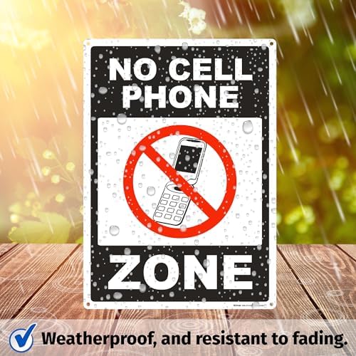 Brimar No Cell Phone Zone Sign, 10" X 14" Plastic, Bold Text & Symbol