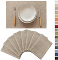 Demetex Table Placemats Linen Place Mats Set of 8 Natural Heat Resistant Cloth Plate Mats for Indoor Dining Room Restaurant Cafe, 13x19 inch, Linen