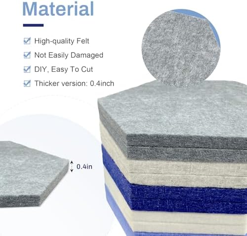 Hexagon Cork Board Tiles 10-Pack - Blue, with Adhesive & Push Pins