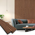 SMARTSTANDARD Wood Slat Acoustic Wall Panels 2 Pack 94"x23.6" Classic Brown