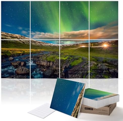 PINWELIFE® Masterpiece Acoustic Art Panels, 8-Pack 12"×16" Sound Absorbing Panels, Decorative Acoustic Wall Art, Noise and Echo Cancelling for Home Studio/Office, Nano Tape Included