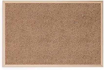 U Brands Cork Bulletin Board, 36" x 24" Inches, Light Birch Wood Frame