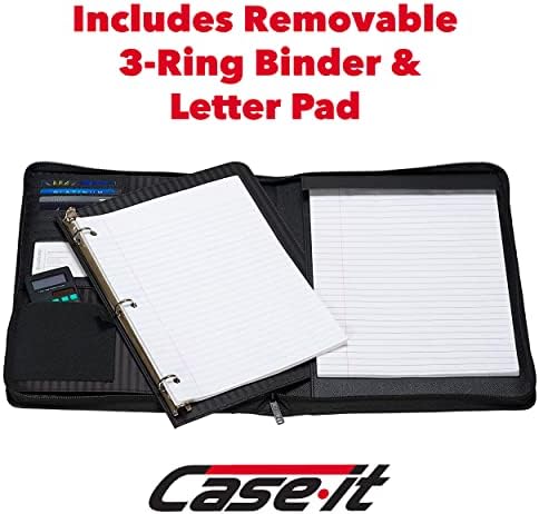Case-it Zipper Padfolio | Letter Size | 3-Ring Binder | PAD-40 Black