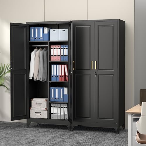 Polup 71" Tall Metal Armoire Wardrobe Closet with Lock