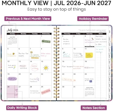 Planner 2026-2027, Weekly & Monthly Academic Calendar, Jul 2026 – Jun 2027