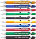 Express Pencils Personalized Ballpoint Pens Click action Custom Black writing ink - The Sleeker - Full color Printed Name Pens with Your Logo/Text/Message FREE PERSONALIZATION - 12 Qty (Assorted)