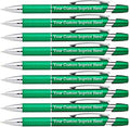 Express Pencils Personalized Ballpoint Pens Click action Custom Black writing ink - The Sleeker - Full color Printed Name Pens with Your Logo/Text/Message FREE PERSONALIZATION - 12 Qty (Green)
