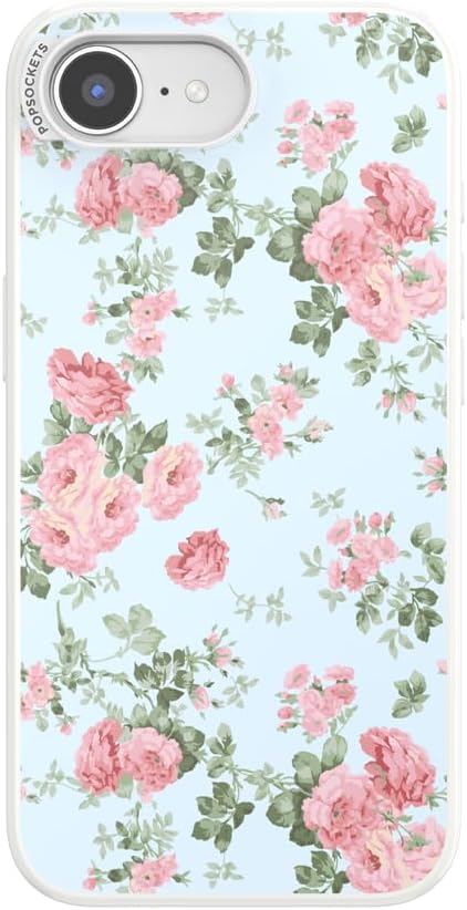 PopSockets iPhone 16/17E Phone Case with MagSafe- Cottage Tutu Blue | Magnetic, Wireless Charging, Camera & Drop Protection, Light Blue, Baby, Flower, Floral