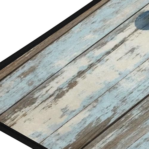 Aslsiy Retro Wooden Board Anchor Kitchen Rug Sea Ocean Kitchen Mat Area Rug Marine Nautical Floor Mat Welcome Non Slip Rug for Kitchen Home Decor 39" X 20"