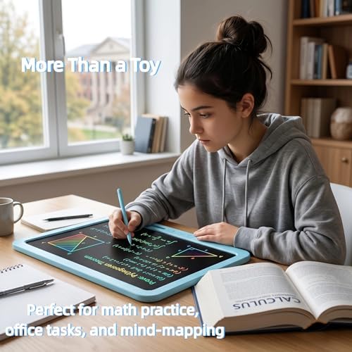 19 Inch LCD Writing Tablet with Split-Screen Partial Erase, Extra Large Drawing Pad with 3 Erase Buttons (Left/Right/Full), Giant Electronic Doodle Board for Kids Adults Home Office (Blue)
