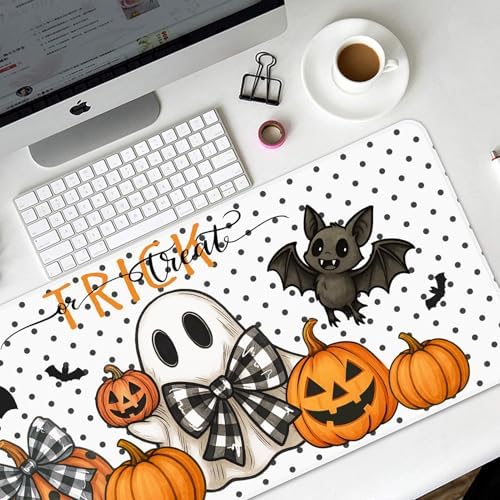 Britimes Large Mouse Pad, Mouse Pad, 31.5 x 15.7 Inch, Halloween Cute Ghost