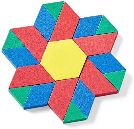 hand2mind Foam Pattern Blocks Set, Geometric Manipulatives and Sorting Shapes for Preschool and Kindergarten, Set of 250