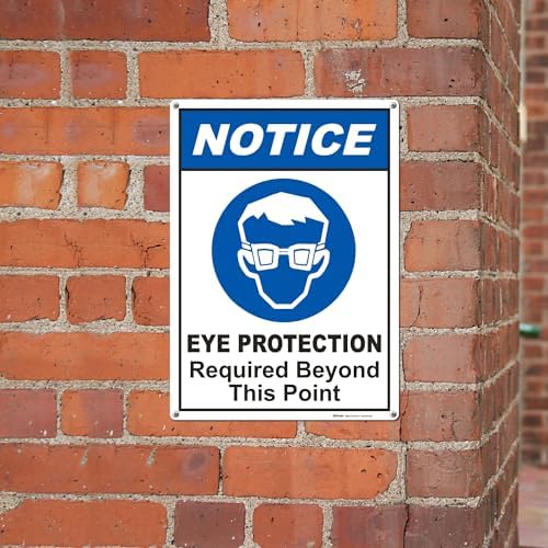 Brimar - 10" x 14" - Eye Protection Required Sign - .055″ Polyethylene Plastic - High Visibility - Easy Installation