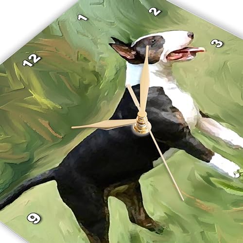 3dRose LLC Bull Terrier Wall Clock, 10 by 10-Inch