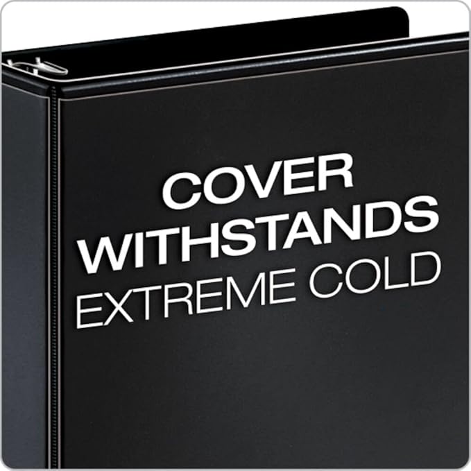 Cardinal 3 Ring Binder, 6 Inch Heavy Duty XtraLife Binder, Locking Slant-D Rings, Crack-Resistant Cover & Spine, ClearVue Covers with Shelf Pull, Holds 1,300 Sheets, Black (26361)