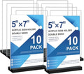Seencool Acrylic Sign Holder 5x7 - 10Pack Vertical Double Sided Acrylic Sign Stands, Clear Table Menu Display Stand Paper Holder, Plastic Flyer Holder, Vendor Booth Display Items