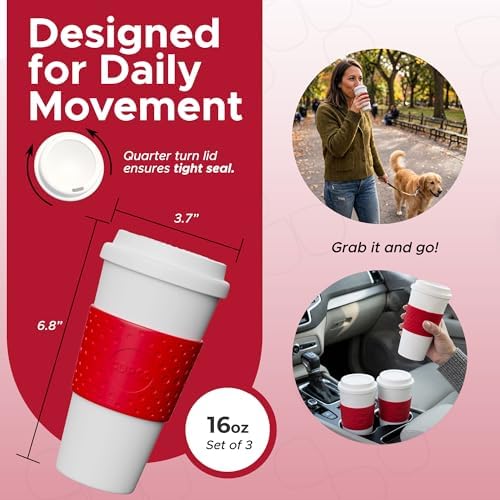 Copco Acadia Travel Mug, 16 Oz - Red, Set of 3