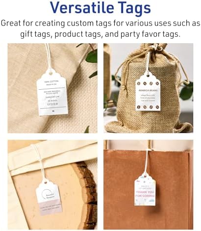 Avery Printable Rectangle Scalloped Tags, Sure Feed Technology, 2" x 1-1/4", Glossy White Cardstock, Print-To-The-Edge, Laser/Inkjet Printable, 450 Total, Great for Custom Gift or Branding Tags