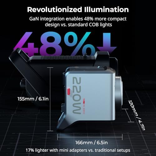SMALLRIG RC 220C RGB COB LED Video Light Bowens Mount, 200W 36000 Colors