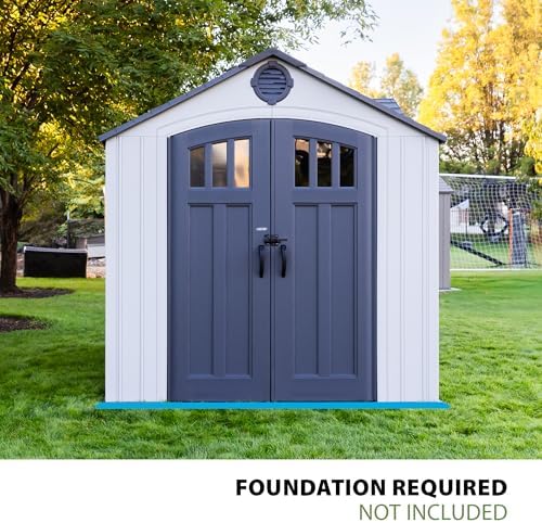 Lifetime Dual Entry Outdoor Storage Shed, 10x8 Ft, Gray, Resin Tool Shed with Double Doors, HDPE