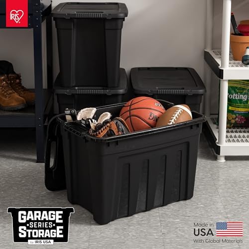 IRIS USA 4-Pack 20 Gal Heavy Duty Storage Totes with Lids, Black
