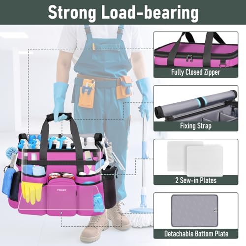 Ytonet Large Cleaning Caddy with Wheels, Cleaning Supplies Organizer